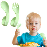 Baby Spoon and fork Set for Baby Feeding (Green)